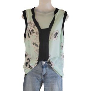 Ellen Tracy Sleeveless Floral print Dressy Blouse L